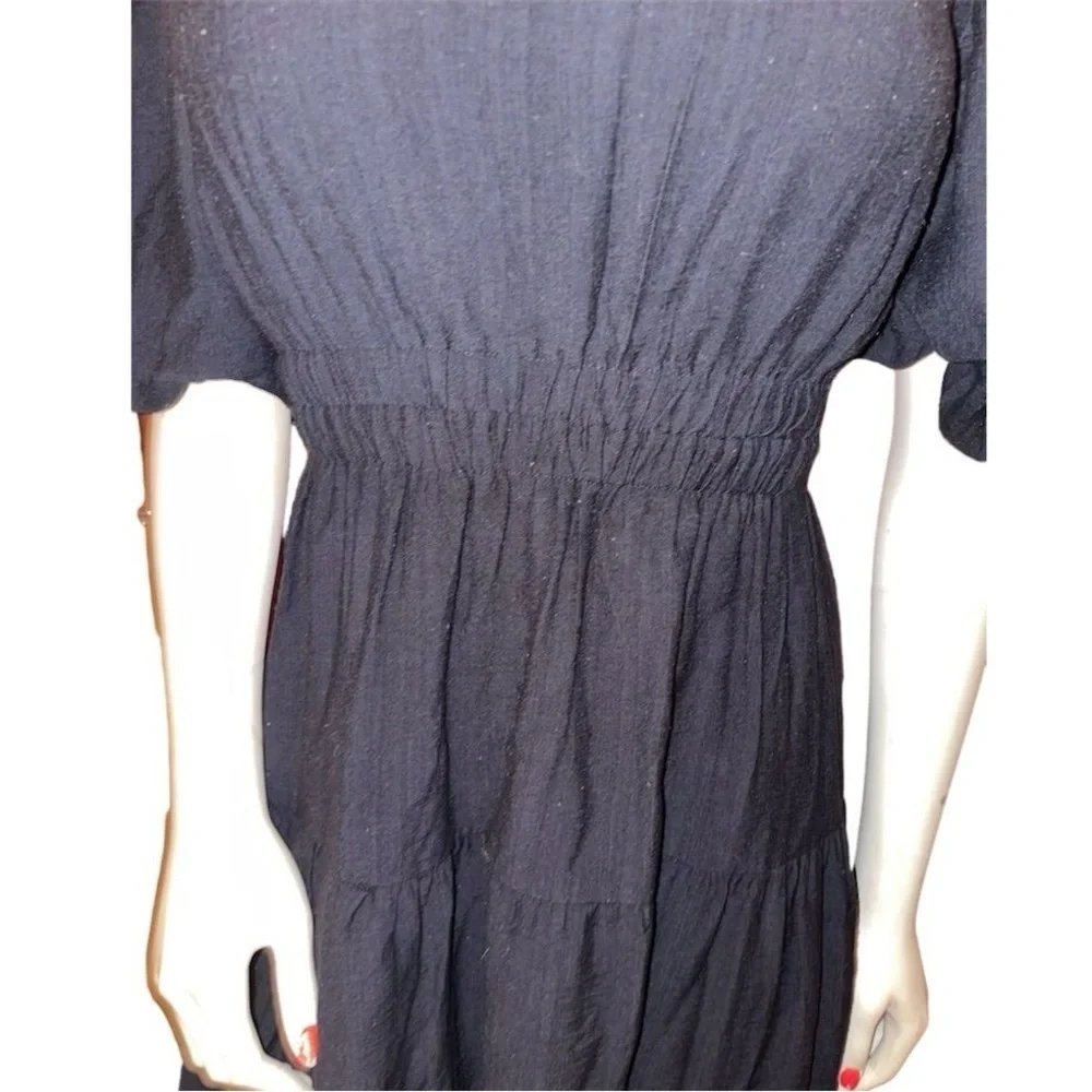 ANTHROPOLOGY MOON RIVER PUFF SLEEVE BACK CUTOUT SMOCKED WAIST MIDI DRESS SMALL - Picture 8 of 16